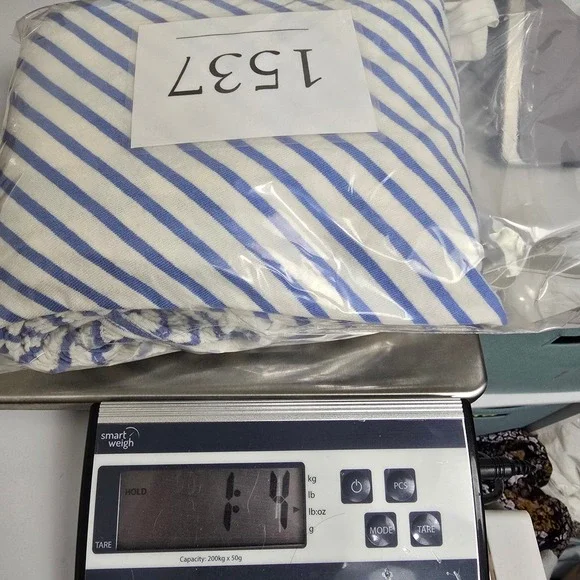 Free People Striped Smocked Midi Dress Blue White Tie Shoulder Women's M - Picture 9 of 12